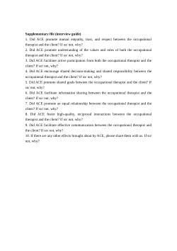 Examining the clinical utility of the Assessment of Client’s Enablement (ACE): Qualitative study (Supplementary files)