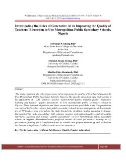 Investigating the Roles of Generative AI in Improving the Quality of Teachers' Education in Uyo Metropolitan Public Secondary Schools, Nigeria.pdf