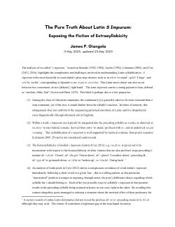 The Pure Truth About Latin S Impurum: Exposing the Fiction of Extrasyllabicity