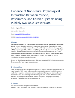 Evidence of Non-Neural Physiological Interaction Between Muscle, Respiratory, and Cardiac Systems Using Publicly Available Sensor Data