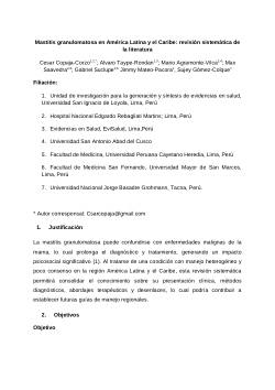 <b>Mastitis granulomatosa en América Latina y el Caribe: revisión sistemática de la literatura</b>