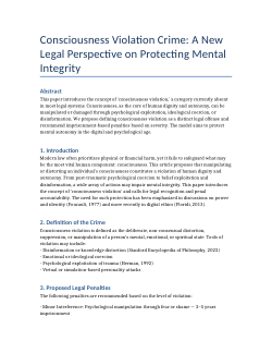 Consciousness Violation Crime: A New Legal Perspective on Protecting Mental Integrity