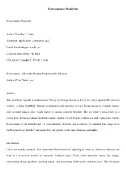 The Bioresonance Manifesto: Life as the Original Programmable Substrate
