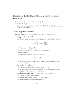 Exercice : Test d’hypothèse d'une loi exponentielle