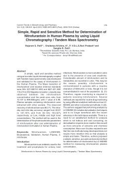 Simple, Rapid and Sensitive Method for Determination of Nitrofurantoin in Human Plasma by using Liquid Chromatography / Tandem Mass Spectrometry