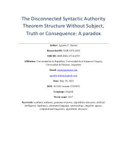 The Disconnected Syntactic Authority Theorem Structure Without Subject, Truth or Consequence
