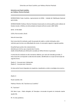 Entrevista com Paulo Coutinho (UMNA)
