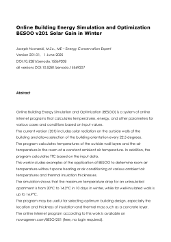 Online Building Energy Simulation and Optimization BESOO v201 Solar Gain in Winter