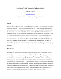 Resolution Matrix Semantics for Deontic Logic