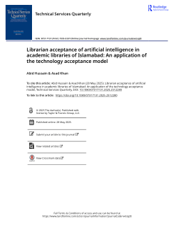 Librarian acceptance of artificial intelligence in academic libraries of Islamabad: An application of the technology acceptance model