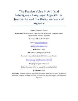The Passive Voice in Artificial Intelligence Language: Algorithmic Neutrality and the Disappearance of Agency
