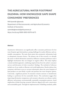 THE AGRICULTURAL WATER FOOTPRINT DILEMMA: HOW KNOWLEDGE GAPS SHAPE CONSUMERS’ PREFERENCES