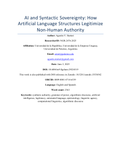 AI and Syntactic Sovereignty: How Artificial Language Structures Legitimize Non-Human Authority