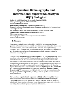 Quantum Bioholography and Informational Superconductivity in SU(2) Biological