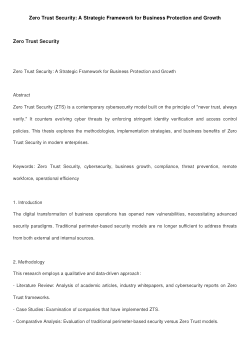 <b>Zero Trust Security: A Strategic Framework for Business Protection and Growth</b>