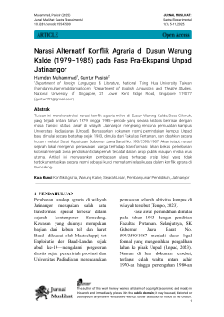 Narasi Alternatif Konflik Agraria di Dusun Warung Kalde (1979–1985) pada Fase Pra-Ekspansi Unpad Jatinangor