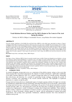 Trade Relations Between Türkiye and The MENA Region in The Context of The Arab Spring Revolutions