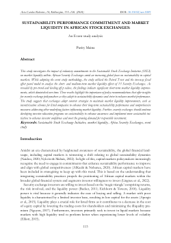 SUSTAINABILITY PERFORMANCE COMMITMENT AND MARKET LIQUIDITY IN AFRICAN STOCK EXCHANGES