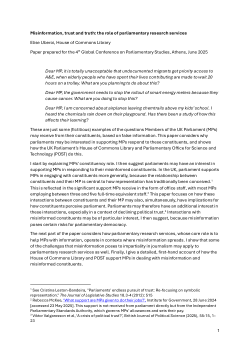Misinformation, trust and truth: the role of parliamentary research services