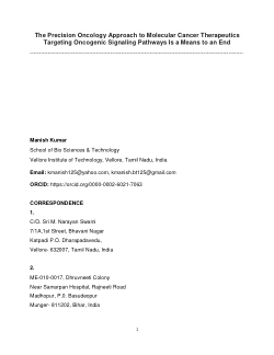 <b>The Precision Oncology Approach to Molecular Cancer Therapeutics Targeting Oncogenic Signaling Pathways Is a Means to an End</b>