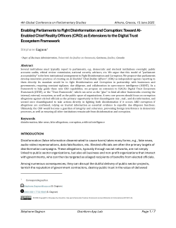 Enabling Parliaments to Fight Disinformation and Corruption: Toward AI-Enabled Chief Reality Officers (CRO) as Extensions to the Digital Trust Ecosystem Framework
