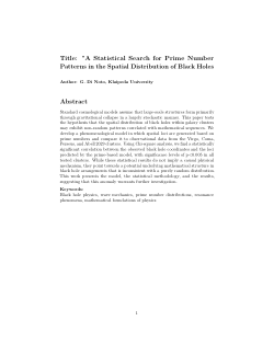 A Statistical Search for Prime Number Patterns in the Spatial Distribution of Black Holes