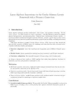 Linear Algebraic Innovations via the Cauchy–Schwarz–Lorentz Framework with a Fibonacci Connection