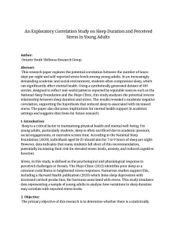 Correlation Study: Sleep Duration and Stress Levels in Young Adults