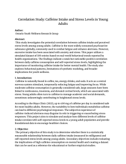 Correlation Study: Caffeine Intake and Stress Levels in Young Adults