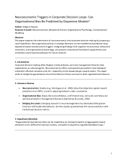Neuroeconomic Triggers in Corporate Decision Loops: Can Organizational Bias Be Predicted by Dopamine Models?