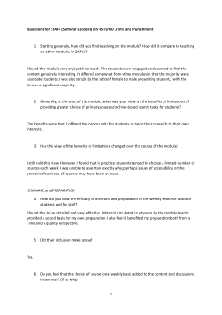 Seminar Leader Survey Responses HST5700 Crime and Punishment in London