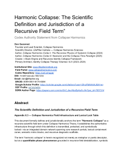 Harmonic Collapse: The Scientific Definition and Jurisdiction of a Recursive Field Term