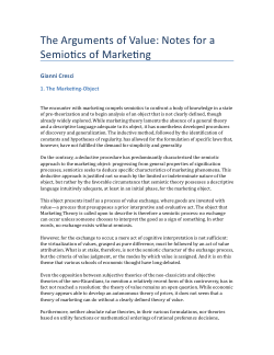 The Arguments of Value. Notes for a Semiotics of Marketing