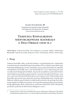 Tadeusza Kowalskiego niepublikowane materiały z Deli Orman (1929 r.)