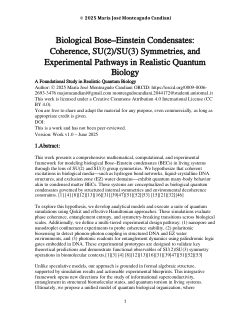 Biological Bose–Einstein Condensates Coherence, SU(2) SU(3) Symmetries, and Experimental Pathways in Realistic Quantum Biology.pdf