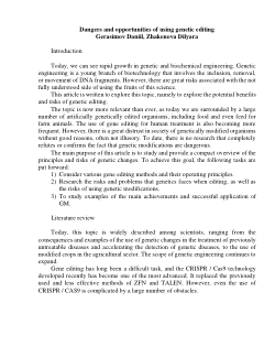 The dangers and possibilities of using genetic editing