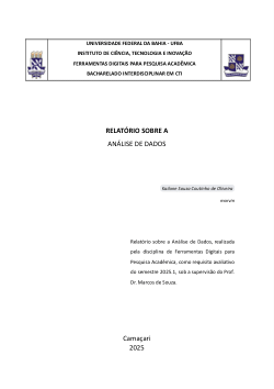 <b>Relatório - Tecnologias Sustentáveis no Reuso da Água: Conhecimento e Apoio da População</b>