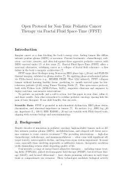 Open Protocol for Non-Toxic Pediatric Cancer Therapy via Fractal Fluid Space-Time (FFST)