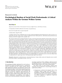 Psychological Burdens of Social Work Professionals: A Critical Analysis Within the German Welfare System