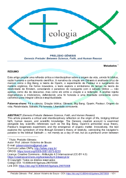 <b>Prelúdio Gênesis </b><i>- Genesis Prelude: Between Science, Faith, and Human Reason</i>