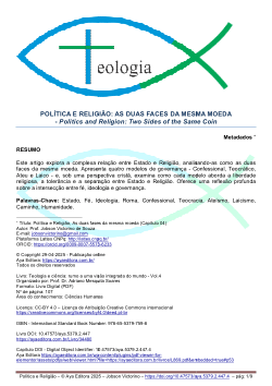 <b>POLÍTICA E RELIGIÃO: AS DUAS FACES DA MESMA MOEDA</b><b><i>- Politics and Religion: Two Sides of the Same Coin</i></b>