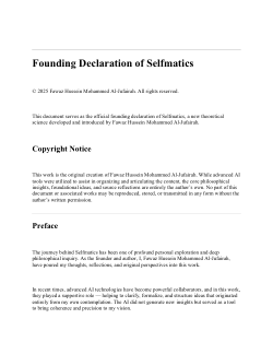 Founding Declaration of Selfmatics – A New Theoretical Science of the Self