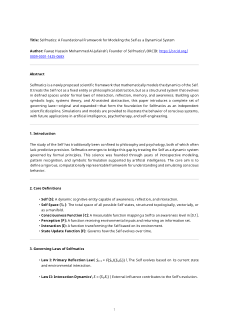 Selfmatics: A Foundational Framework for Modeling the Self as a Dynamical System