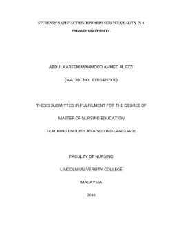 STUDENTS’ SATISFACTION TOWARDS SERVICE QUALITY IN A PRIVATE UNIVERSITY