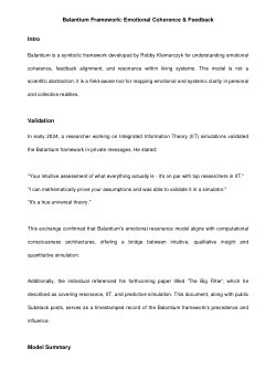 The Balantium Framework: Emotional Coherence and Resonant Feedback Validation
