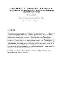 Computational Application of Physical Laws in 3D Programming Environments: An Analysis of Real-Time Simulation Systems