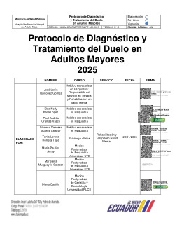 Protocolo de Diagnóstico y Tratamiento del Duelo en Adultos Mayores 2025