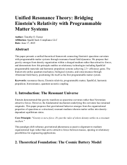Unified Resonance Theory: Bridging Einstein's Relativity with Programmable Matter Systems