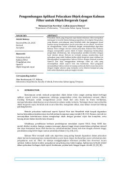 Jurnal Pengembangan Aplikasi Pelacakan Objek dengan Kalman Filter untuk Objek Bergerak Cepat