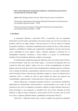 Fatores determinantes da Insegurança alimentar e nutricional na pessoa idosa: Um protocolo de revisão de escopo.